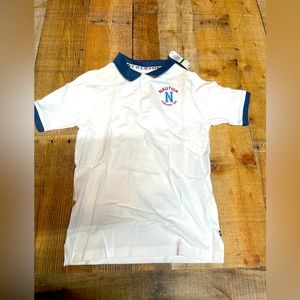 Nautica Polo Shirt Youth Large 14/16 White With Blue  Trim NWT